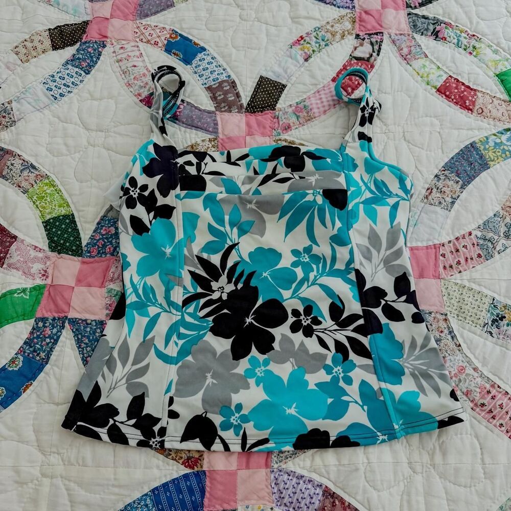 Caribbean-joe Hawaiian print 2000s tankini top